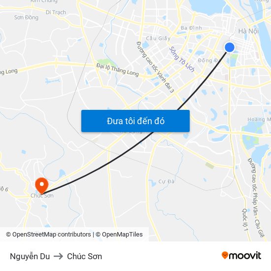 Nguyễn Du to Chúc Sơn map