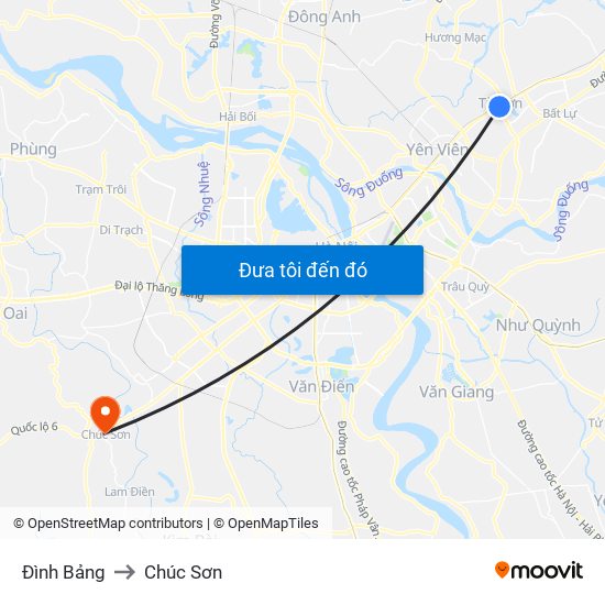 Đình Bảng to Chúc Sơn map