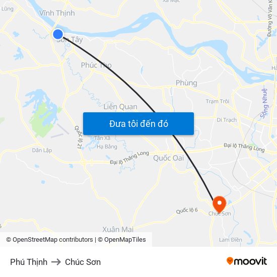 Phú Thịnh to Chúc Sơn map