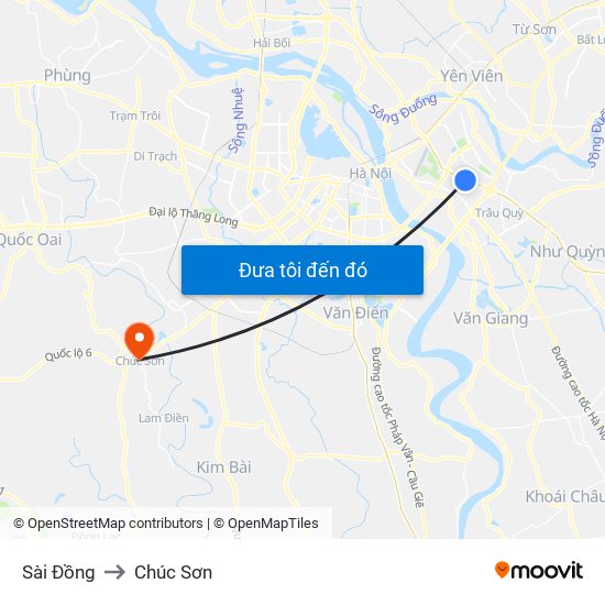 Sài Đồng to Chúc Sơn map
