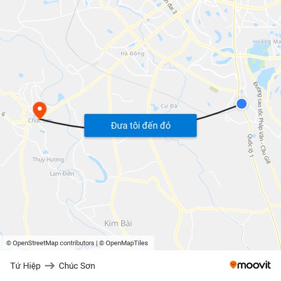 Tứ Hiệp to Chúc Sơn map