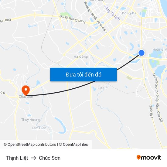 Thịnh Liệt to Chúc Sơn map
