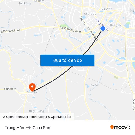 Trung Hòa to Chúc Sơn map