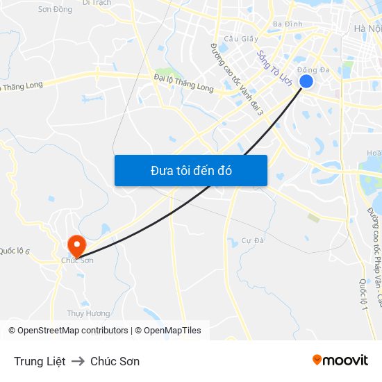 Trung Liệt to Chúc Sơn map