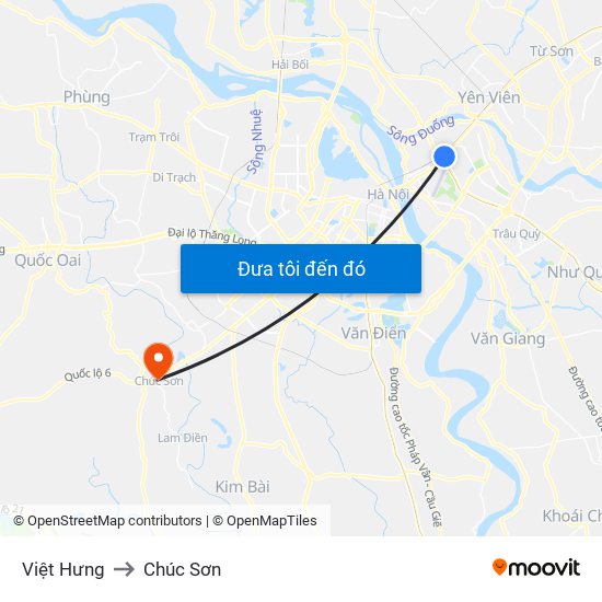 Việt Hưng to Chúc Sơn map