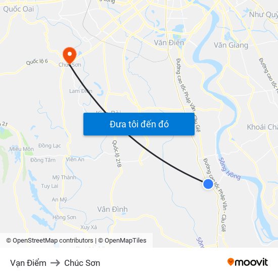 Vạn Điểm to Chúc Sơn map