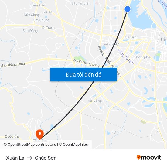 Xuân La to Chúc Sơn map