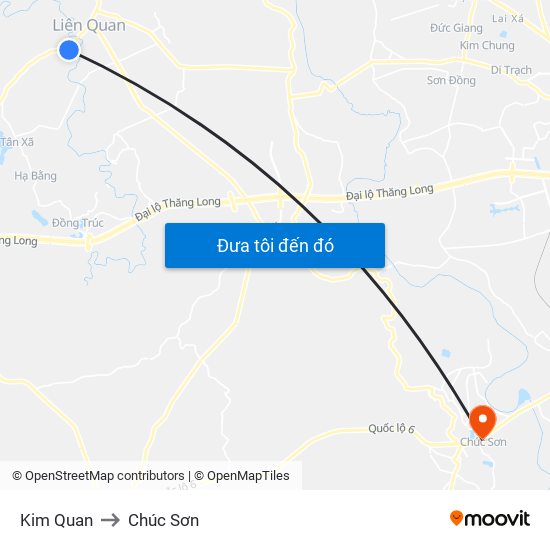 Kim Quan to Chúc Sơn map