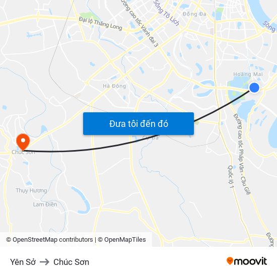 Yên Sở to Chúc Sơn map