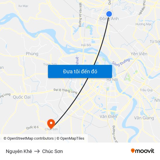 Nguyên Khê to Chúc Sơn map