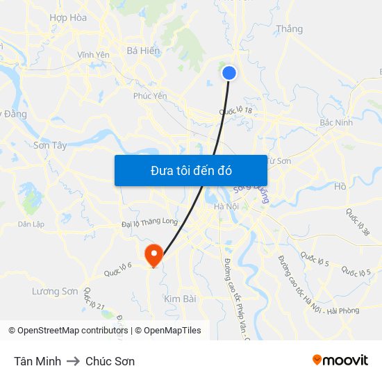 Tân Minh to Chúc Sơn map