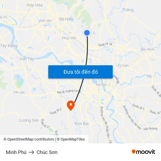 Minh Phú to Chúc Sơn map