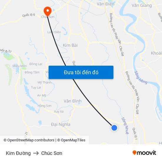 Kim Đường to Chúc Sơn map