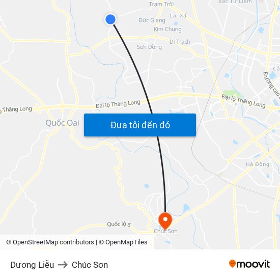 Dương Liễu to Chúc Sơn map