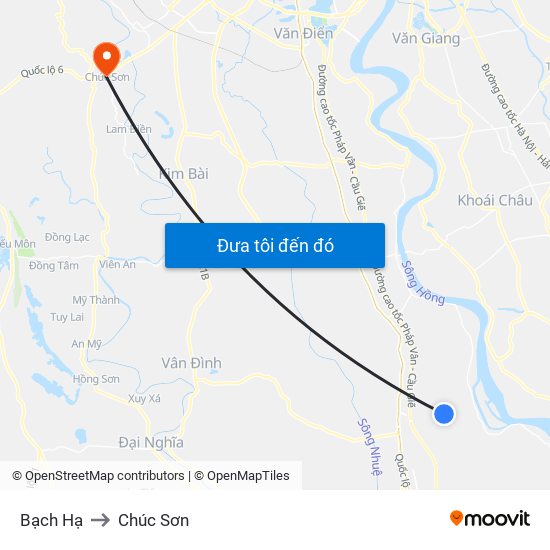 Bạch Hạ to Chúc Sơn map