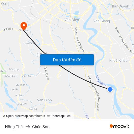 Hồng Thái to Chúc Sơn map
