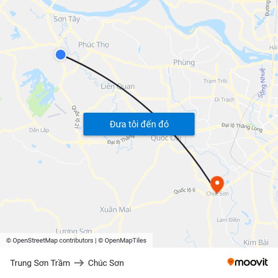 Trung Sơn Trầm to Chúc Sơn map