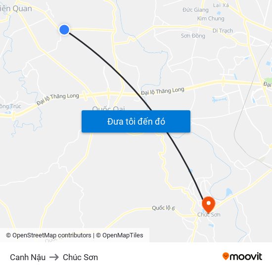 Canh Nậu to Chúc Sơn map