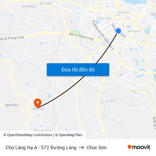 Chợ Láng Hạ A - 572 Đường Láng to Chúc Sơn map