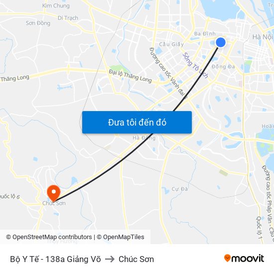 Bộ Y Tế - 138a Giảng Võ to Chúc Sơn map