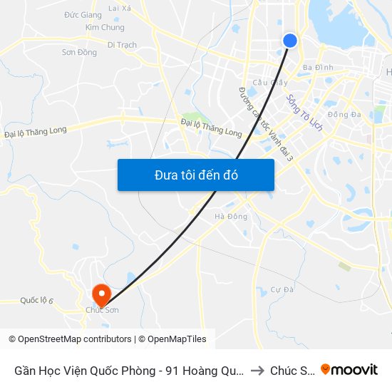 Gần Học Viện Quốc Phòng - 91 Hoàng Quốc Việt to Chúc Sơn map