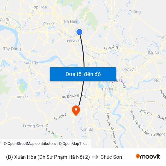 (B) Xuân Hòa (Đh Sư Phạm Hà Nội 2) to Chúc Sơn map