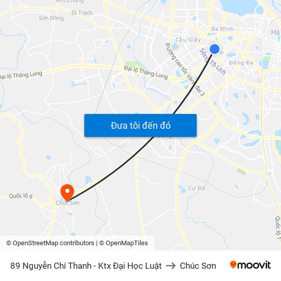 89 Nguyễn Chí Thanh - Ktx Đại Học Luật to Chúc Sơn map