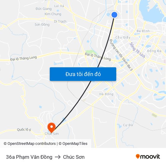 36a Phạm Văn Đồng to Chúc Sơn map