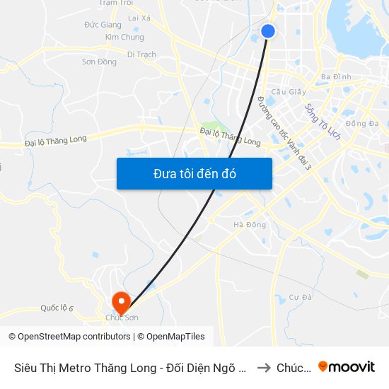 Siêu Thị Metro Thăng Long - Đối Diện Ngõ 599 Phạm Văn Đồng to Chúc Sơn map