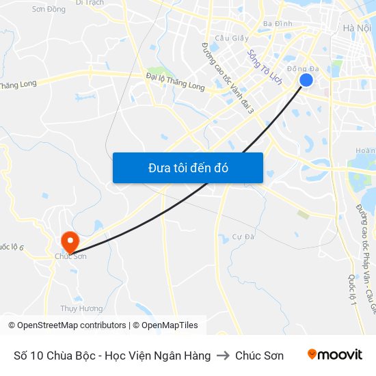 Công Ty In Thương Mại & Dịch Vụ Ngân Hàng - Số 10 Chùa Bộc to Chúc Sơn map