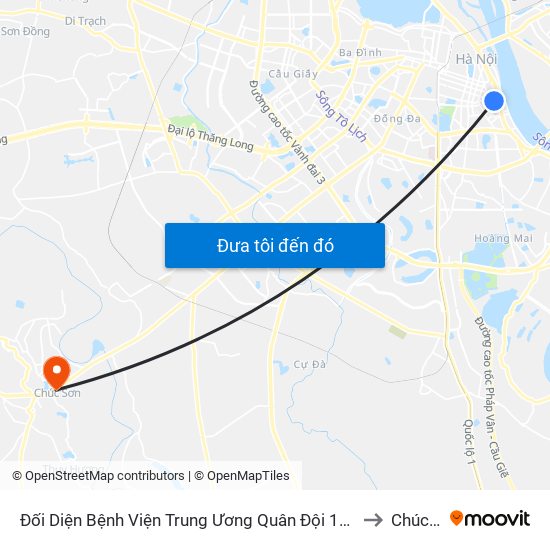 Đối Diện Bệnh Viện Trung Ương Quân Đội 108 - Trần Hưng Đạo to Chúc Sơn map