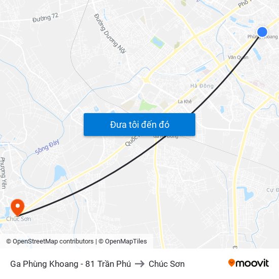 Ga Phùng Khoang - 81 Trần Phú to Chúc Sơn map