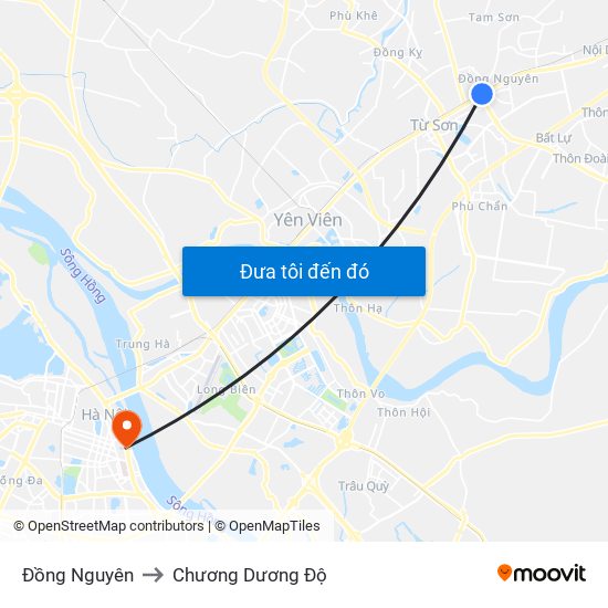 Đồng Nguyên to Chương Dương Độ map