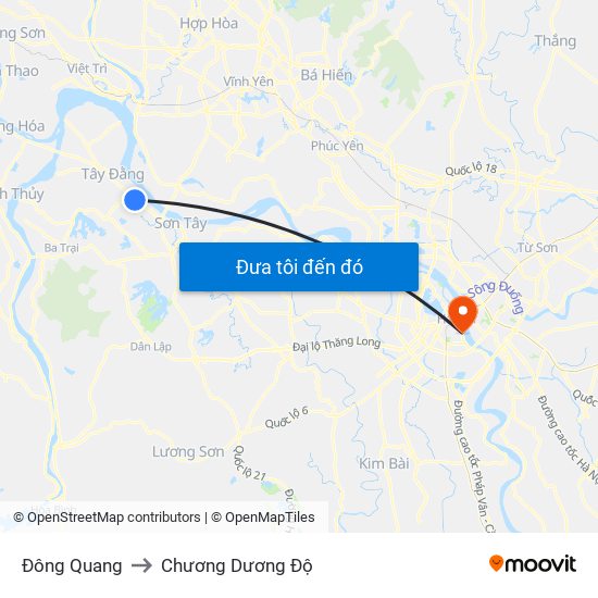 Đông Quang to Chương Dương Độ map