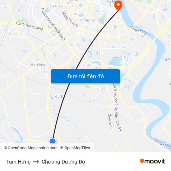 Tam Hưng to Chương Dương Độ map