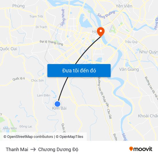 Thanh Mai to Chương Dương Độ map