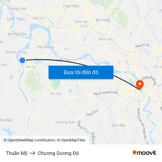 Thuần Mỹ to Chương Dương Độ map