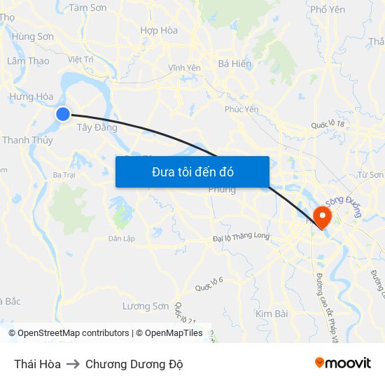 Thái Hòa to Chương Dương Độ map