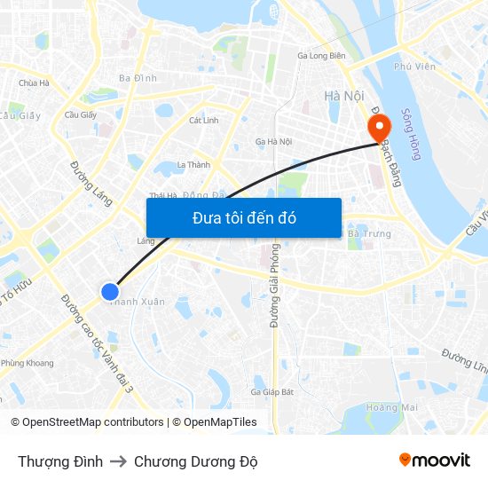 Thượng Đình to Chương Dương Độ map