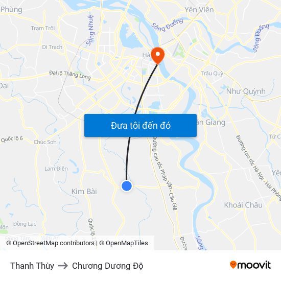 Thanh Thùy to Chương Dương Độ map