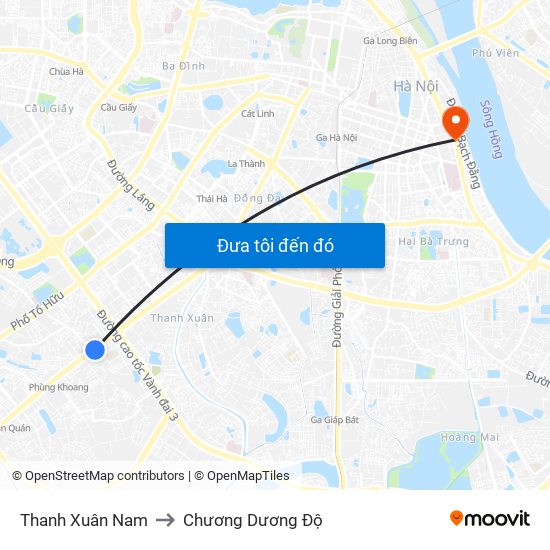 Thanh Xuân Nam to Chương Dương Độ map