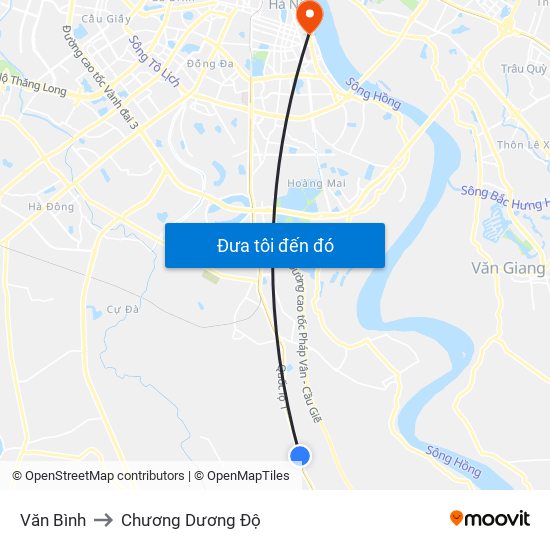 Văn Bình to Chương Dương Độ map