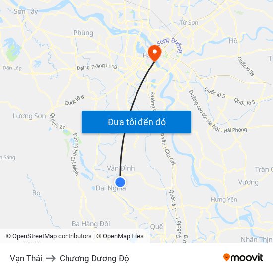 Vạn Thái to Chương Dương Độ map