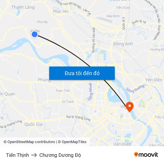 Tiến Thịnh to Chương Dương Độ map