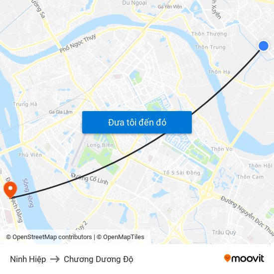 Ninh Hiệp to Chương Dương Độ map