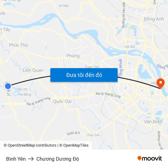 Bình Yên to Chương Dương Độ map