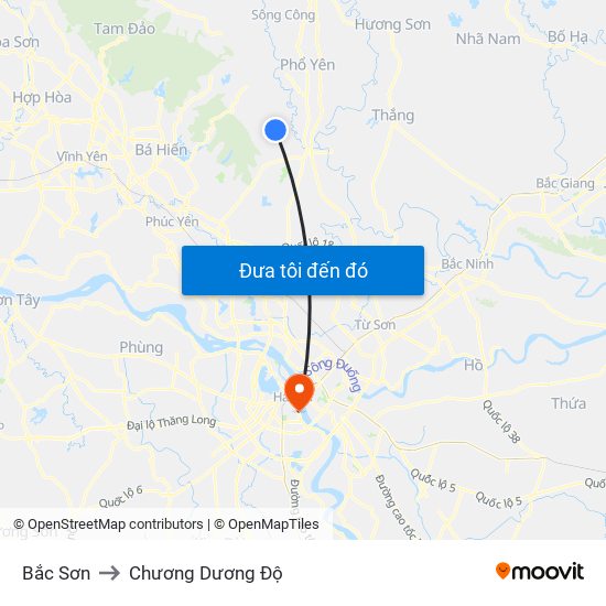 Bắc Sơn to Chương Dương Độ map