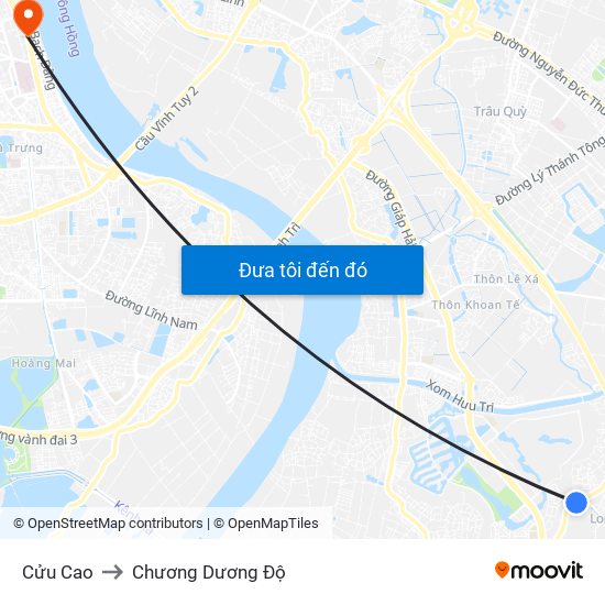 Cửu Cao to Chương Dương Độ map