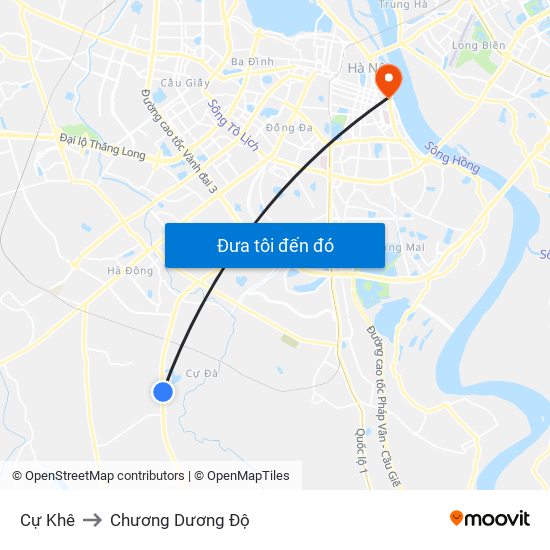 Cự Khê to Chương Dương Độ map