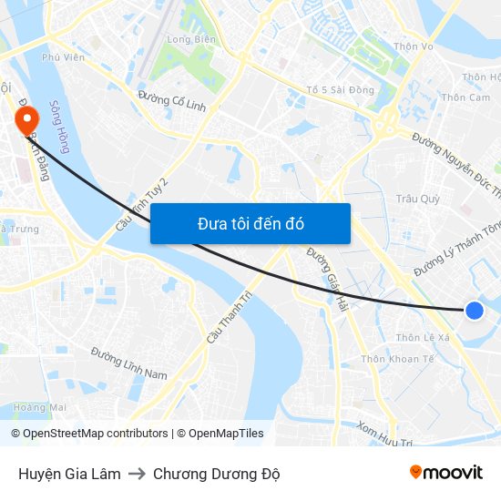 Huyện Gia Lâm to Chương Dương Độ map